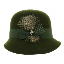 Maithe Cloche Hat Wool Felt Khaki - Traclet