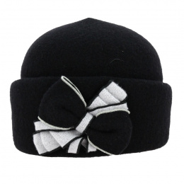 Women's Black Wool Beanie Hat Kila - Traclet