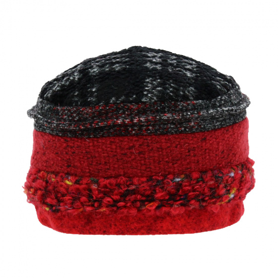 Red & Black Upcycling Beanie - Traclet