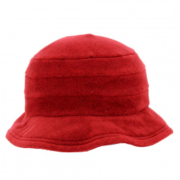 Elza Red Fleece Bob Hat with earflaps - Traclet