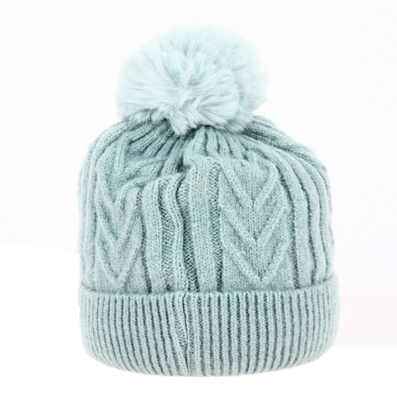 Light Blue Elizabeth Pom Pom Beanie - Traclet