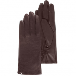 Women's Brown Leather Touch Screen Gloves - Isotoner