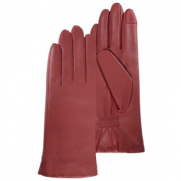 Women's Red Leather Touch Screen Gloves - Isotoner