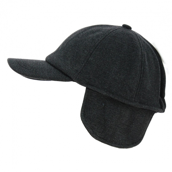 Baseball Cap Grey Wool Earflaps - Traclet