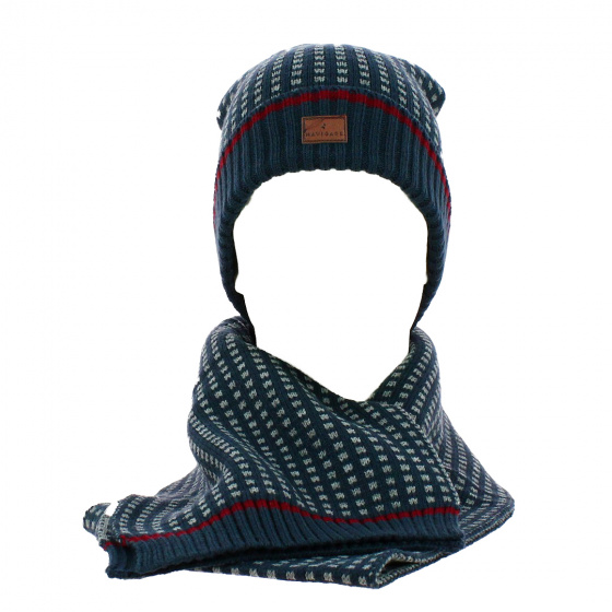 Marlow Navy Beanie and Scarf Set - Traclet