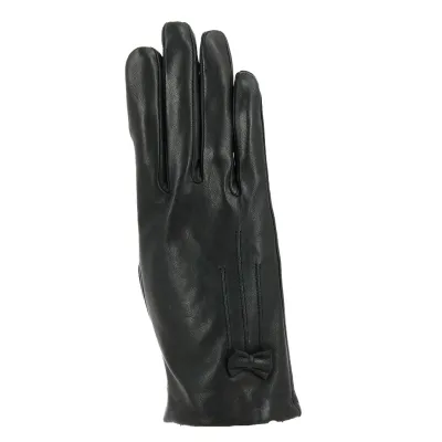 Touch Screen Gloves Silk Lined with Bow Black - Isotoner Reference: 18722 | Traclet Hat Shop