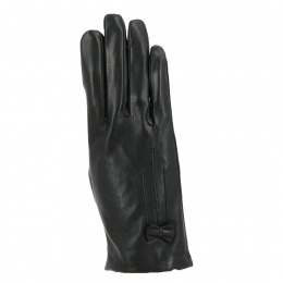 Touch Screen Gloves Silk Lined with Bow Black - Isotoner