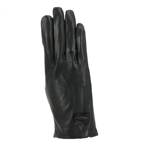 Touch Screen Gloves Silk Lined with Bow Black - Isotoner