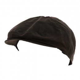 Flat Cap with Ear Flaps Gallagher Waxed Cotton Brown - Traclet