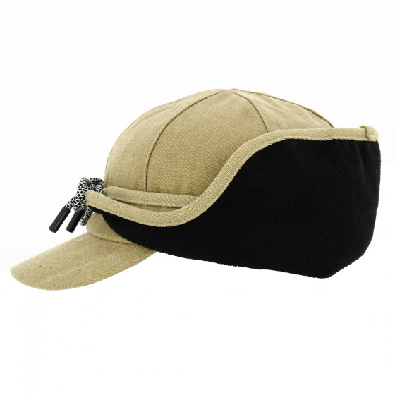 Baseball Cap with Ear Flaps Cotton Beige - Traclet