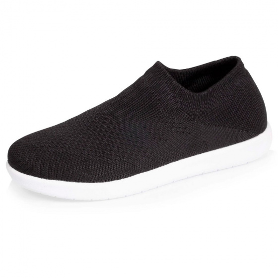 Black Laceless Stretch Knit Sneakers - Isotoner