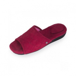 Women's mule slippers in Red Suede - 4 cm heel - Isotoner
