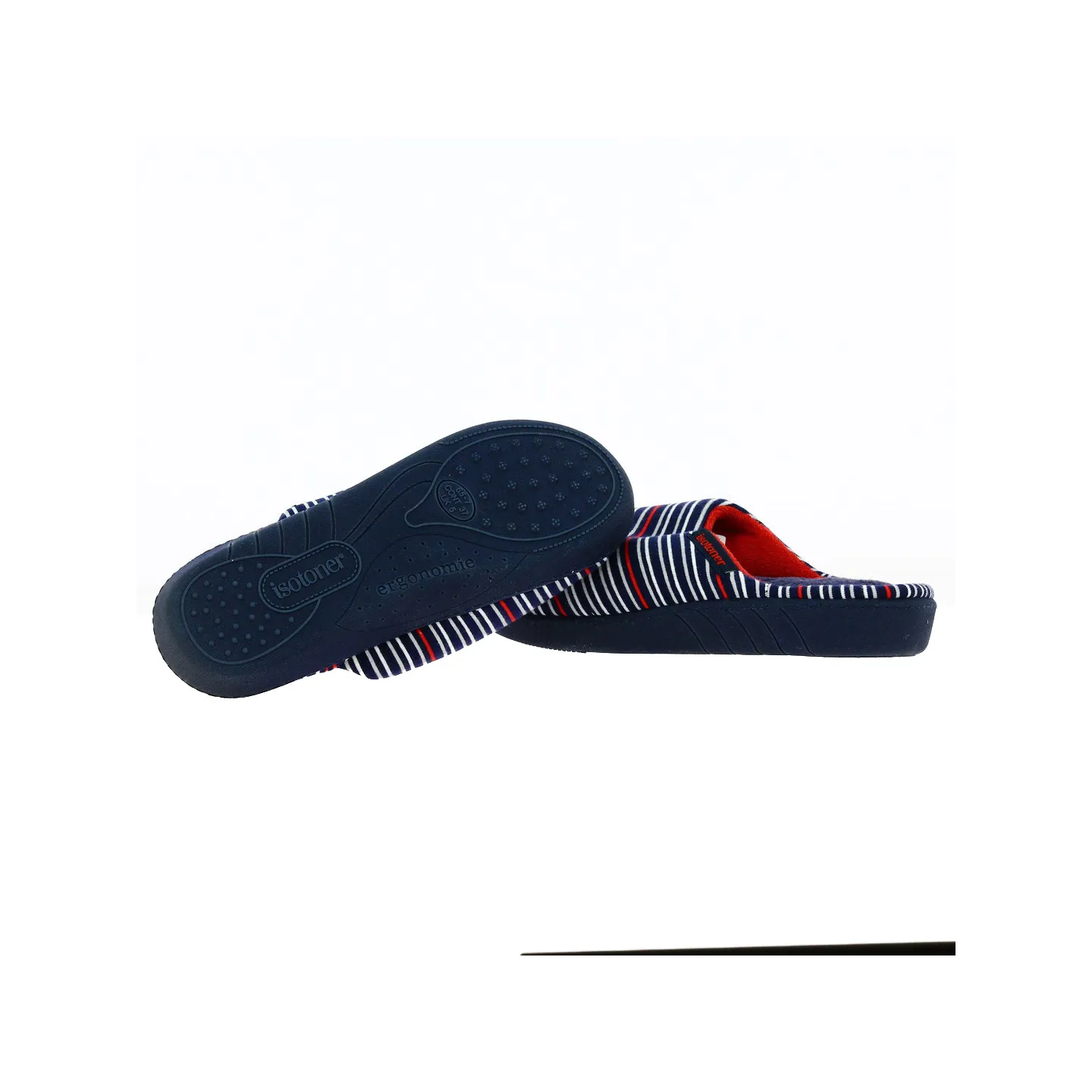 Chaussons mules Femme Rayures Bleues Semelle X-TRA CONFORT - Isotoner Référence : 14871 | Chapellerie Traclet