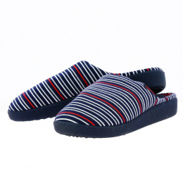 Women's Blue Striped Mule Slippers with X-TRA COMFORT Sole - Isotoner
