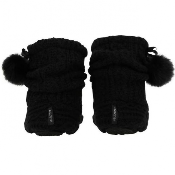 Black knitted bootie slippers - Isotoner