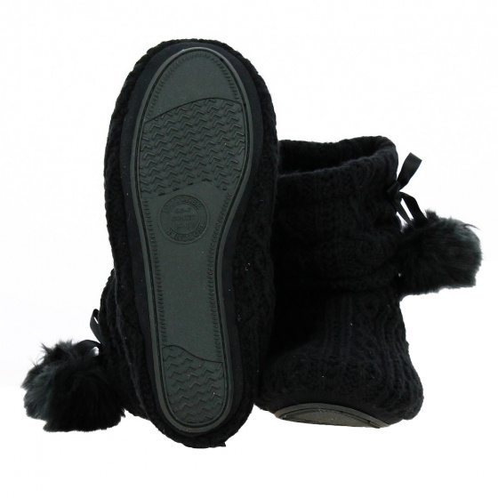 Black knitted bootie slippers - Isotoner
