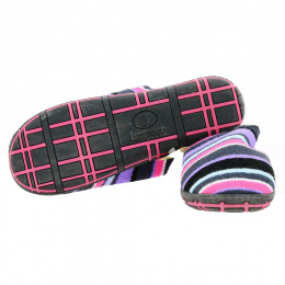 Mules Femme Velours Rayures Violet Semelle X-TRA CONFORT - Isotoner
