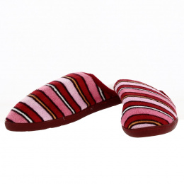 Women's Red Striped Velvet Mules X-TRA COMFORT Sole - Isotoner