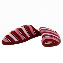 Women's Velvet Slippers with Red Stripes X-TRA COMFORT Sole - Isotoner