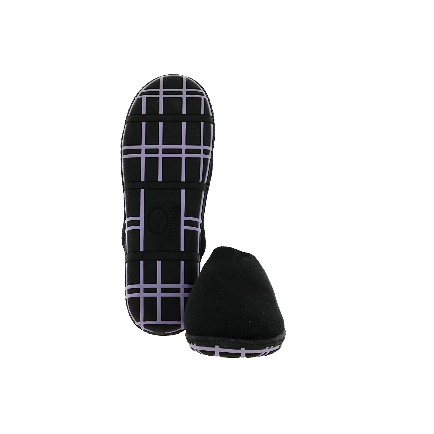 Women's Black Velvet Slippers with X-TRA COMFORT Sole - Isotoner Reference: 18803 | Chapellerie Traclet