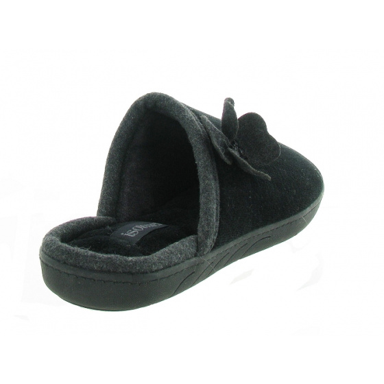 Mules Femme Velours Noir Semelle X-TRA CONFORT - Isotoner Mules Femme Velours Noir Semelle X-TRA CONFORT - Isotoner