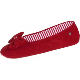 Women's Sponge Ballet Flats with Red Bow - Isotoner