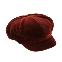 Velvet Newsboy Cap Burgundy - Traclet