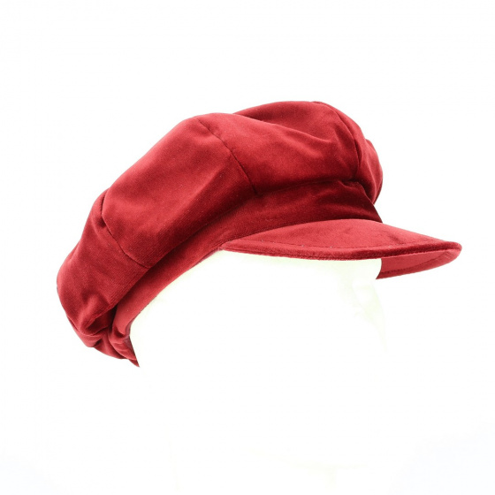 Casquette Gavroche velours rouge/bordeaux - Traclet