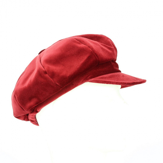 Casquette Gavroche velours rouge/bordeaux - Traclet