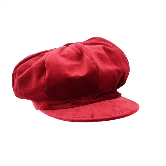 Gavroche cap in red/bordeaux velvet - Traclet