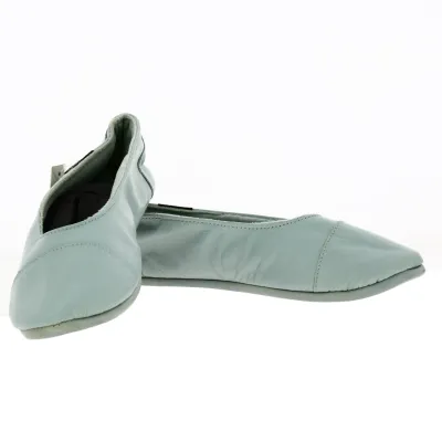 Women's Sky Blue Leather Ballet Slippers - Isotoner Reference: 18825 | Chapellerie Traclet