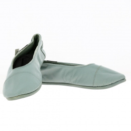 Women's Sky Blue Leather Ballet Slippers - Isotoner