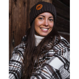 Brown Merino Wool Björn Beanie with Cuff - Super Yellow