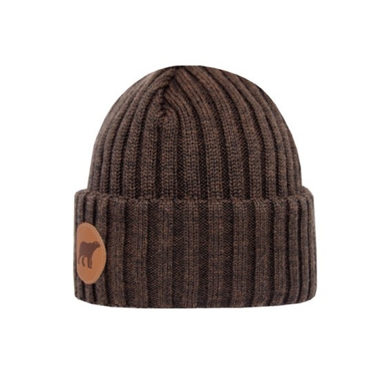 Brown Merino Wool Björn Beanie with Cuff - Super Yellow