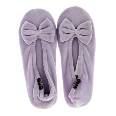 Women's Micro-velvet Ballet Slippers with Bow - Isotoner Reference: 18826 | Chapellerie Traclet