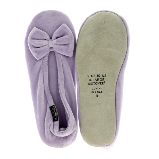 Chaussons Ballerines Femme Micro-velours Nœud - Isotoner Chaussons Ballerines Femme Micro-velours Nœud - Isotoner