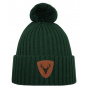 Caribou Merino Wool Beanie with Pom-Pom in Pine Green - Super Yellow