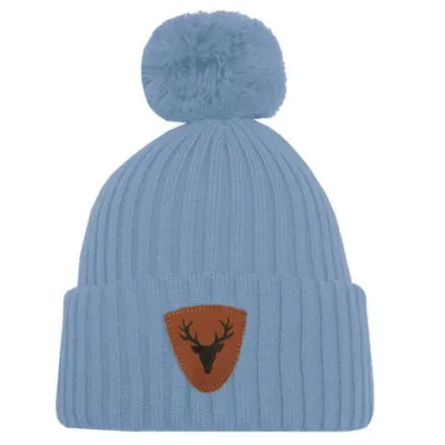 Bonnet à Pompon Caribou Laine Merino Bleu Ciel - Super Yellow