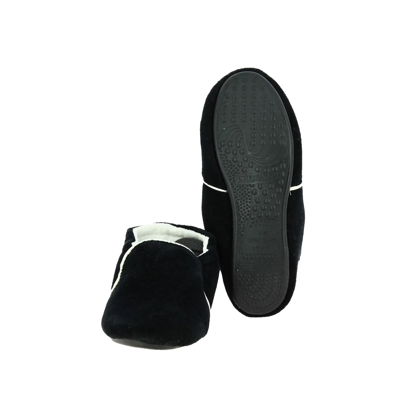 Chaussons Femme Semelles Gomme Noir - Isotoner Reference : 18840 | Chapellerie Traclet