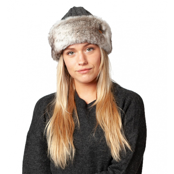 Gray Cable Faux Fur Beanie-Hat - Barts