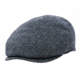 Blue Striped Wool Flat Cap - Flechet