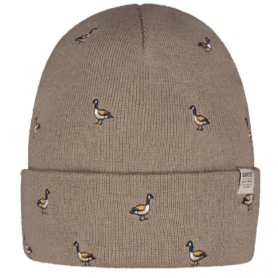 Barts Vinson Short Beanie with Goose Embroidery - Taupe