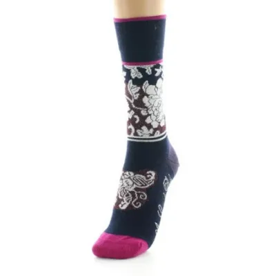 Women's Flower Wool Socks Made in France - Berthe   Reference: 18903| Chapellerie Traclet