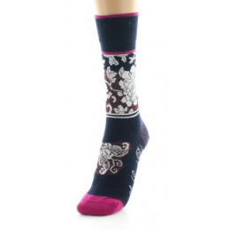 Women's Flower Wool Socks Made in France - Berthe