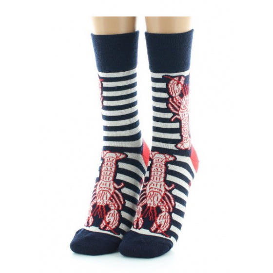 Striped Wool Lobster Socks Made in France - Berthe