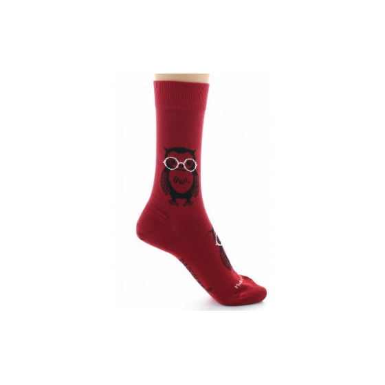 Dagobert Red Cotton Owl Socks Made in France