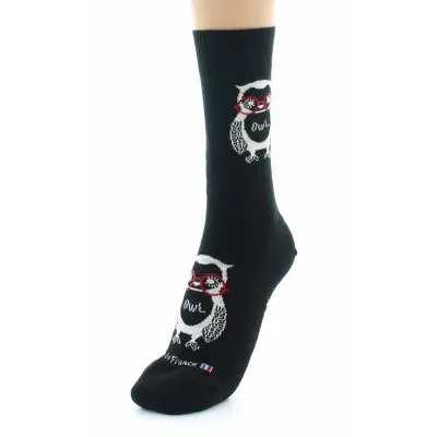 Chaussettes Hibou Coton Noir Made in France - Dagobert
