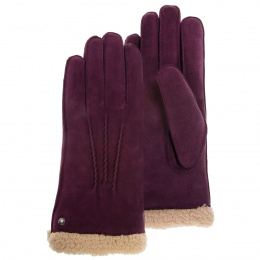 Women's Leather & Fur Gloves Bordeaux - Isotoner