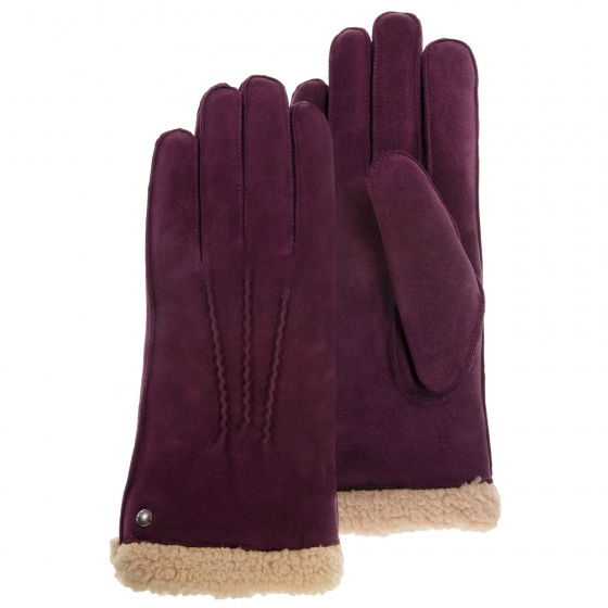 Women's Leather & Fur Gloves Bordeaux - Isotoner