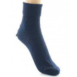 Women's Organic Wool Navy Socks Made in France - Perrin